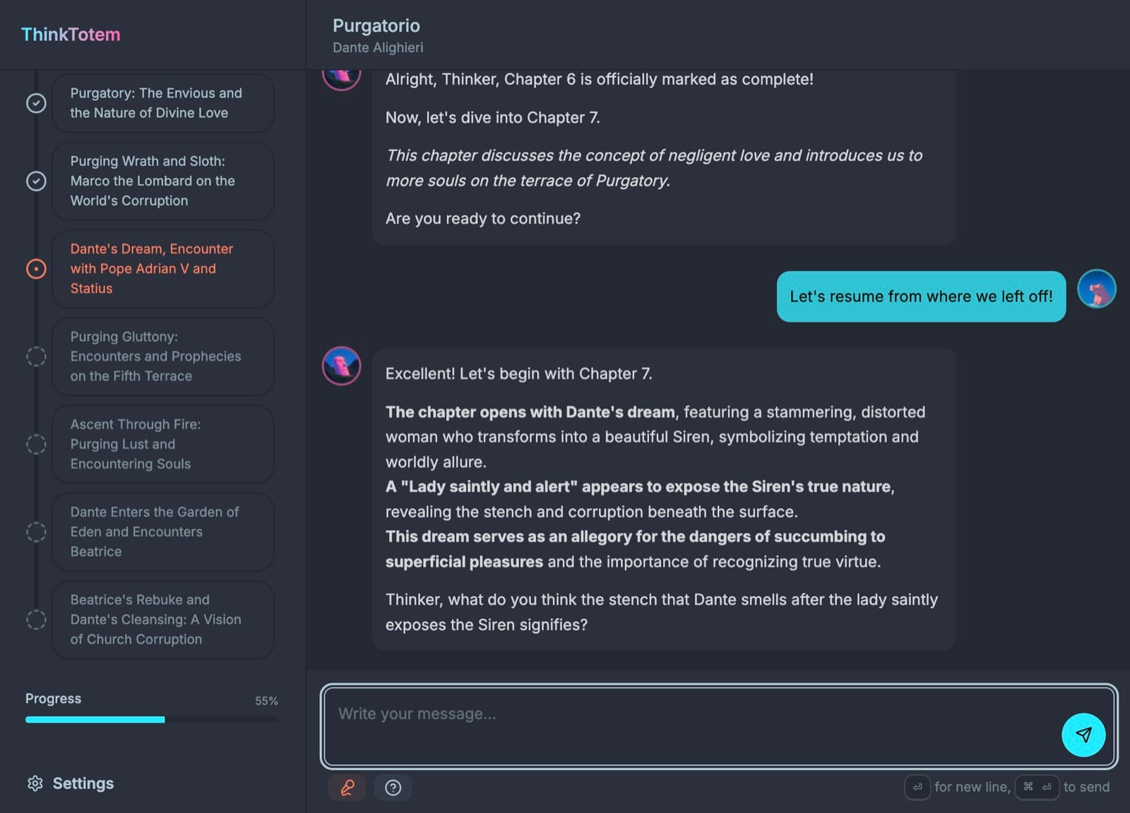 Text conversation interface